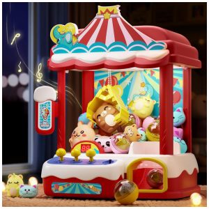 Máquina de Garra Vermelha Skirfy – Mini Arcade Infantil com 30 Mini Prêmios Luzes LED Som e Controle de Alta Precisão