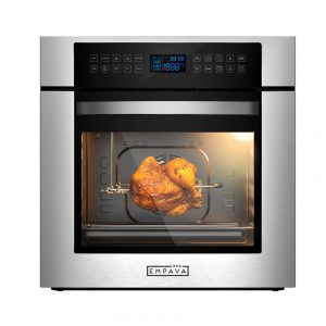 Forno elétrico de embutir 60 cm Empava inox 65L 10 modos de cozimento convecção grill e rotisserie 3400W 220V