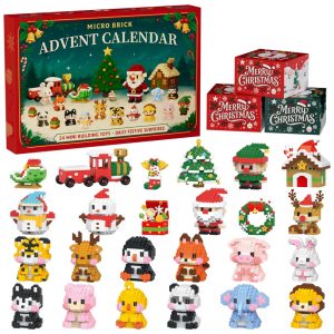 Kit de Construção Calendário do Advento 2025 com Blocos 24 Dias de Contagem Regressiva para o Natal com 4386 Peças Micro BlocosRubyPop