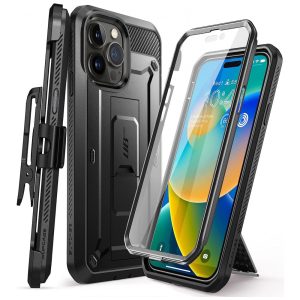 Capa para Iphone 14 Pro Max com Protetor de Tela Embutido e Clipe de Cinto SUPCASE Preta