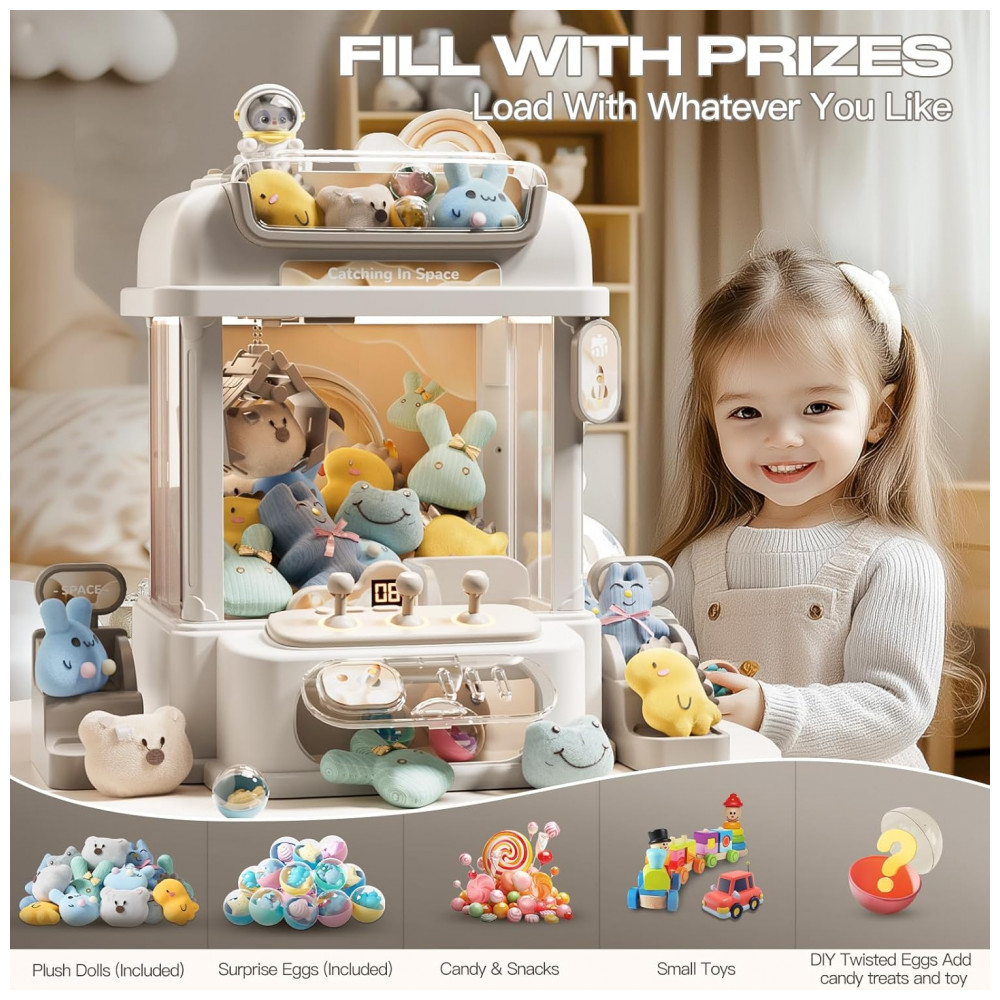 LFACHTER Máquina de Garra Controle Remoto para Crianças Mini Vending Machine Branca com Luzes e Sons, Brinquedo Arcade para Idades 3+ - Imagem 5