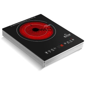 Cooktop Elétrico de Infravermelho Portátil com Controle Digital 9 Níveis de Potência Trava para Crianças e Temporizador 110V 1600W Duxtop 9500STIR Preto