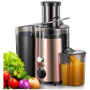 Centrífuga de Frutas 500mL com Bocal de Alimentação Largo 2 Velocidades e Proteção Contra o Superaquecimento 500W110v Qcen Ouro Rosa