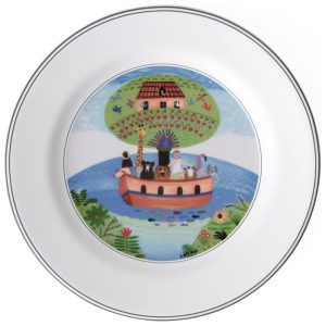 Prato para Salada ou Aperitivo de 21 cm com Tema Arca de Noé Formato Redondo e Material de Porcelana Villeroy Boch Branco Colorido