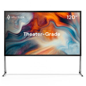 Tela de projeção 120" Valerion portátil com suporte PVC branco fosco 13 de ganho bolsa com rodinhas
