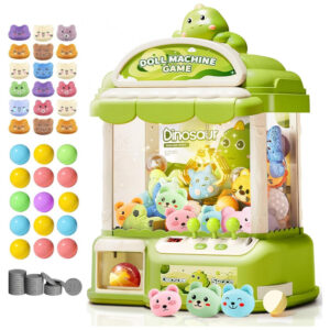 Máquina de Garra Verde MIAOKE – Mini Arcade Infantil com 30 Prêmios, 20 Ovos‑Surpresa, Luzes LED e Música Ajustável