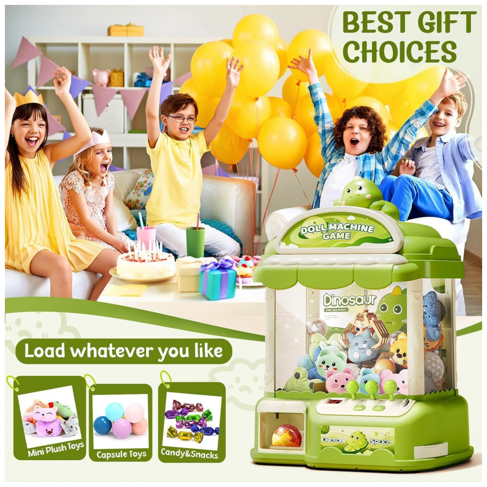 Máquina de Garra Verde MIAOKE – Mini Arcade Infantil com 30 Prêmios, 20 Ovos‑Surpresa, Luzes LED e Música Ajustável - Imagem 7