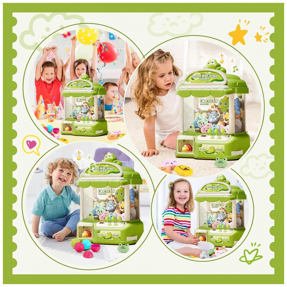 Máquina de Garra Verde MIAOKE – Mini Arcade Infantil com 30 Prêmios, 20 Ovos‑Surpresa, Luzes LED e Música Ajustável - Imagem 8