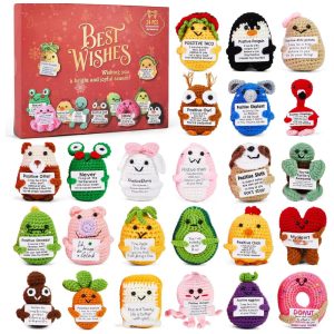 Calendário do Advento 2025 24 Dias de Animais de Crochê Positivos - Calendário de Natal Para Crianças Adolescentes e Adultos GODELAIF