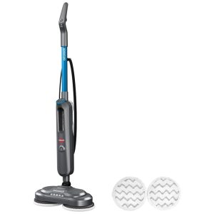 Esfregão Mop Giratório a Vapor com Faróis LEDS e Almofadas de Microfibra Laváveis 110V Bissel SpinWave Cinza e Azul