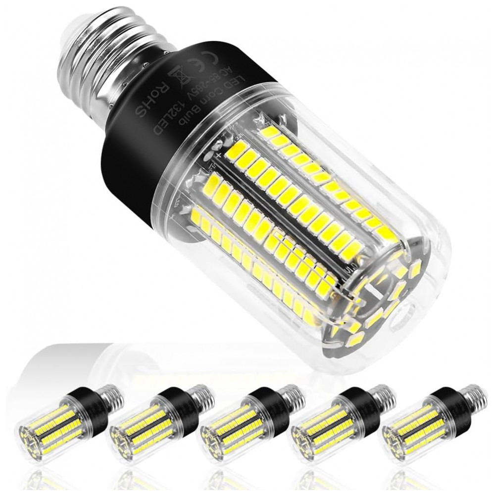 Lâmpadas LED tipo milho 25W pacote com 6 unidades, equivalentes a 250W, super brilhantes com 3146 lúmens, base E26/E27 padrão para ventilador,Duu Too