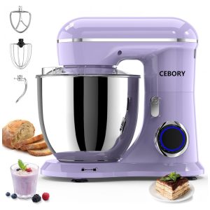 Batedeira planetária 3 em 1 CEBORY Roxa tigela 615L inox 660W 10 velocidades cabeça basculante baixa emissão de ruído 110V