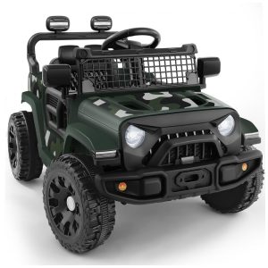 Carro Elétrico Infantil Toyota FJ40 a Bateria 12V com Luzes MP3 3 Velocidades ELEMARA Verde
