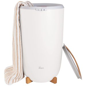 Aquecedor de Toalha Elétrico 20L com 4 Configurações de Temporizador 110V Zadro Branco e Marrom Claro
