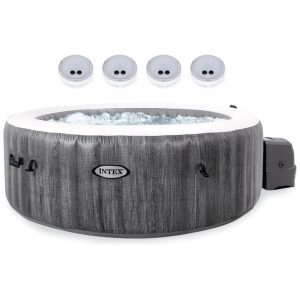 Spa Inflável Hidromassagem com Luz LED a Bateria Intex 28441EP Cinza
