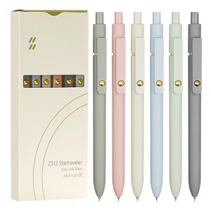 Conjunto 6 canetas em gel UIXJODO Morandi dourado ponta fina 05 mm tinta preta