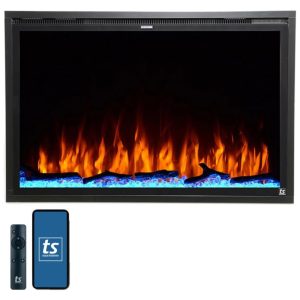 Lareira Elétrica de Embutir A67x101L com Controle de Temperatura 110V 1500W Touchstone 80052 Preta