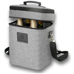 Bolsa Térmica Para Transporte de Vinhos até 4 Garrafas HAMILO Cinza