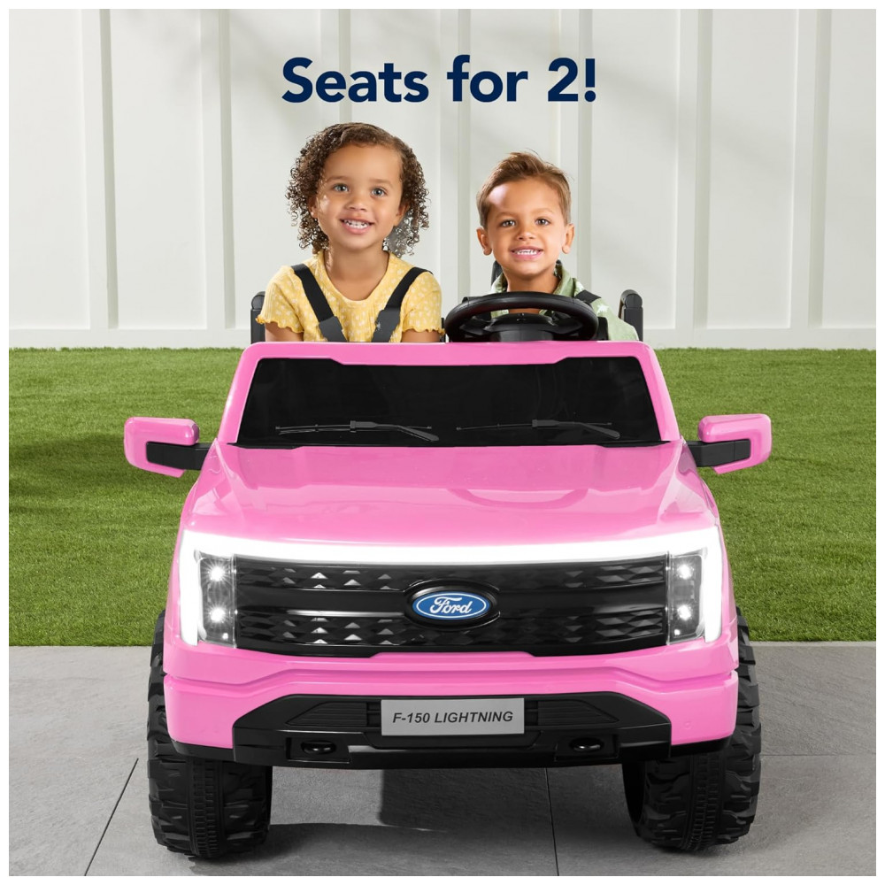 Carro Elétrico Infantil Licenciado Best Choice Products Ford F-150 Lightning 24V Rosa, 2 Lugares, com Controle Remoto e Bluetooth, Capacidade de 60 kg - Imagem 3