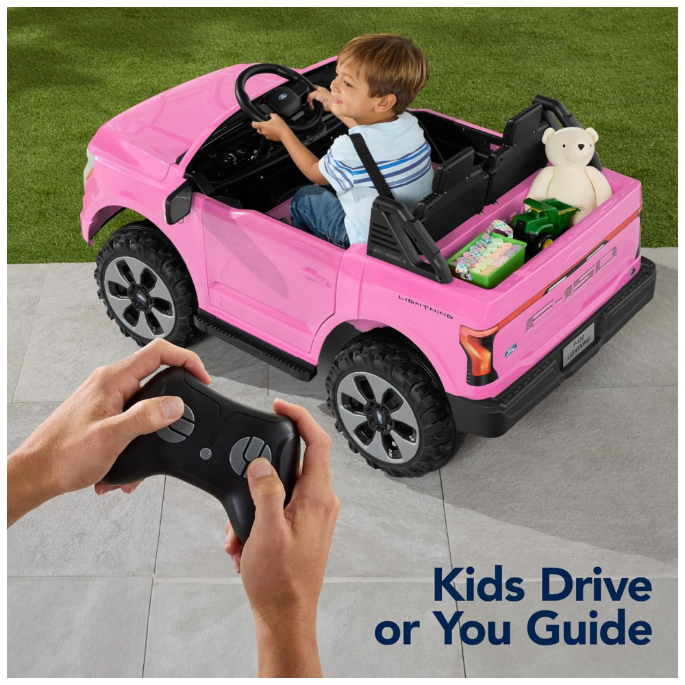 Carro Elétrico Infantil Licenciado Best Choice Products Ford F-150 Lightning 24V Rosa, 2 Lugares, com Controle Remoto e Bluetooth, Capacidade de 60 kg - Imagem 4