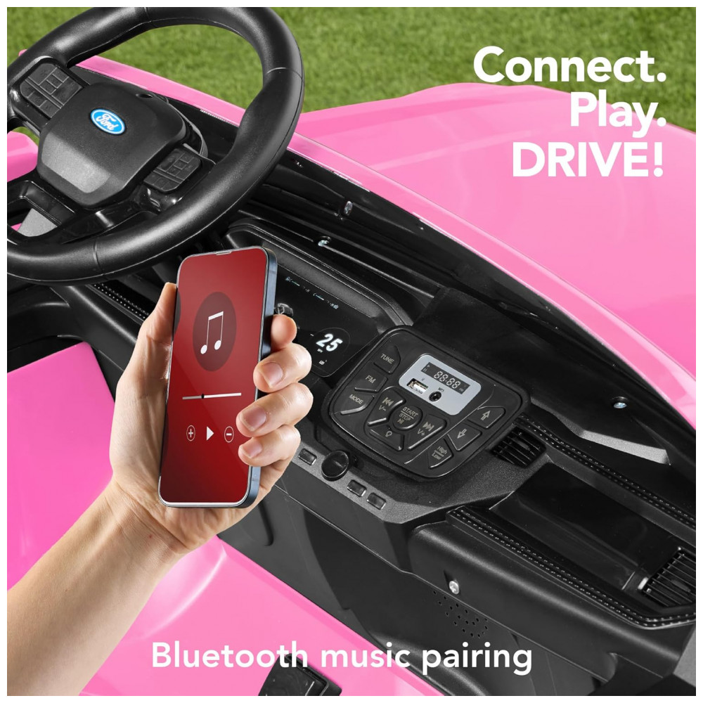 Carro Elétrico Infantil Licenciado Best Choice Products Ford F-150 Lightning 24V Rosa, 2 Lugares, com Controle Remoto e Bluetooth, Capacidade de 60 kg - Imagem 5