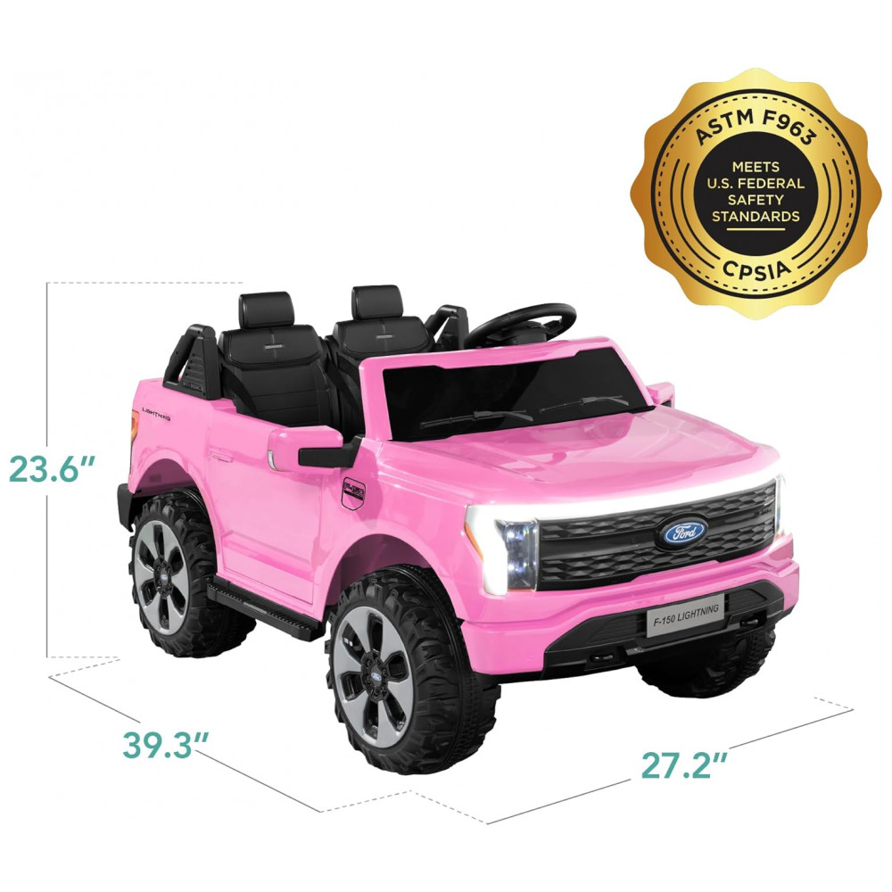 Carro Elétrico Infantil Licenciado Best Choice Products Ford F-150 Lightning 24V Rosa, 2 Lugares, com Controle Remoto e Bluetooth, Capacidade de 60 kg - Imagem 9