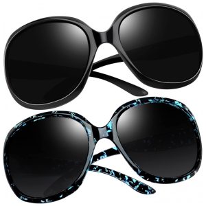 Óculos de Sol Feminino Polarizados com Proteção UV Joopin D13 2 Unidades Preto e Preto Azul Leopardo
