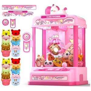 Máquina de Garra Mini Arcade Rosa Skirfy – Vending Machine de Unicórnio com 20 Mini Pelúcias e Som Divertido