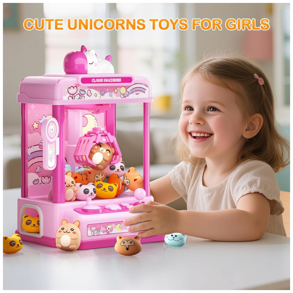 Máquina de Garra Mini Arcade Rosa Skirfy – Vending Machine de Unicórnio com 20 Mini Pelúcias e Som Divertido - Imagem 3