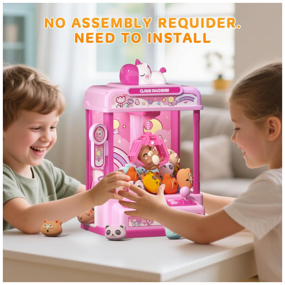 Máquina de Garra Mini Arcade Rosa Skirfy – Vending Machine de Unicórnio com 20 Mini Pelúcias e Som Divertido - Imagem 4