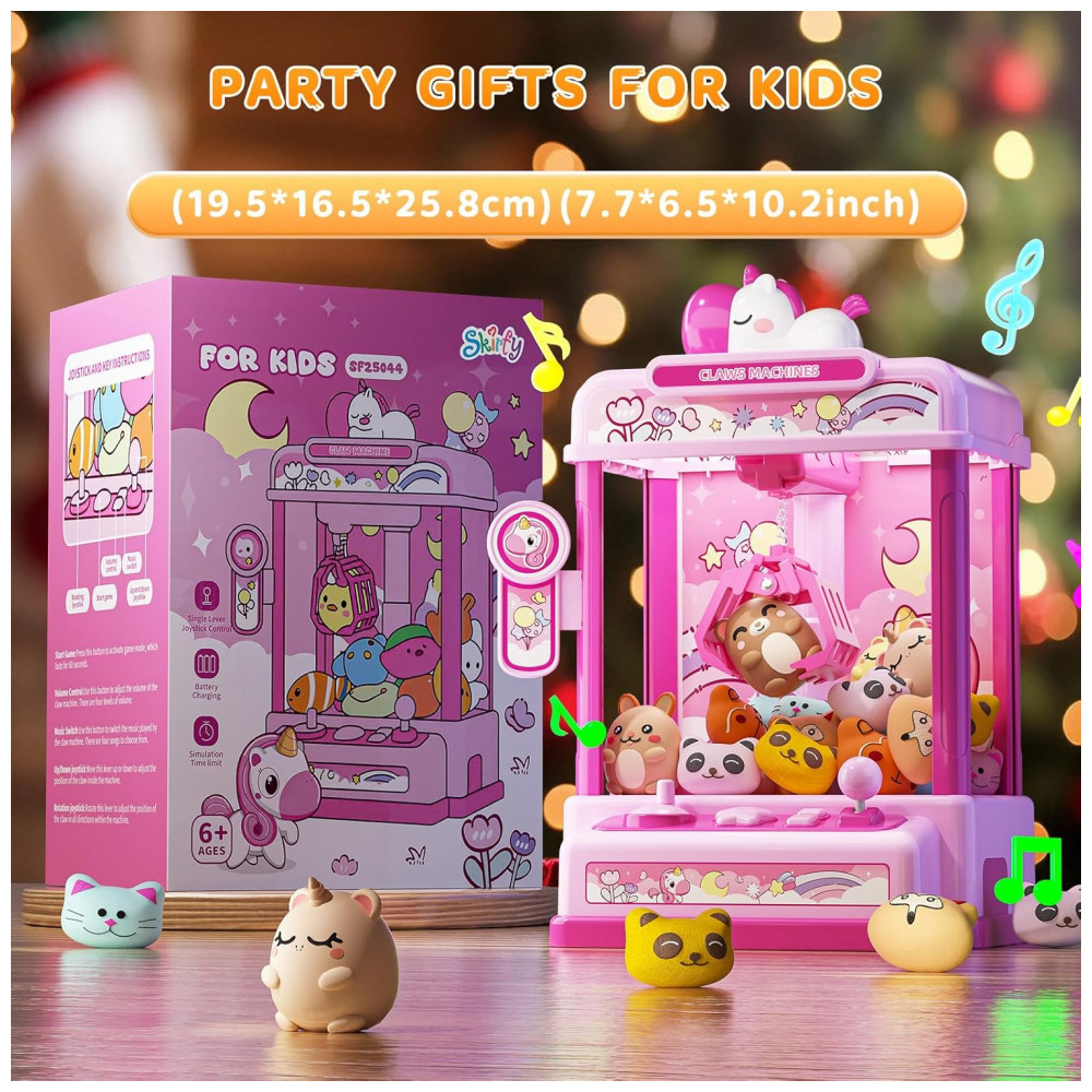 Máquina de Garra Mini Arcade Rosa Skirfy – Vending Machine de Unicórnio com 20 Mini Pelúcias e Som Divertido - Imagem 7