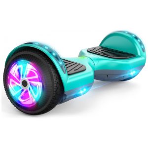 Hoverboard Elétrico Verde-Água 65” Autoequilibrado Bluetooth LED Motor 350W Alcance 16 km Velocidade 16 km/h