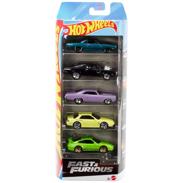 Carrinhos de Brinquedo Hot Wheels Velozes e Furiosos, Conjunto com 5 Veículos em Escala 1:64 Inspirados nos Filmes Velozes e Furiosos