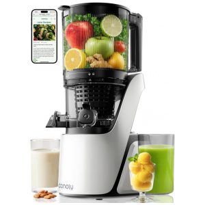 Extrator de Sucos a Frio Canoly C16 Boca Extra Larga 3 em 1 para Sucos Sorvetes e Leites Vegetais Motor Potente sem Escovas de Carvão