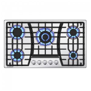 Cooktop a gás 5 bocas Kadorer inox escovado embutir conversível GN/GLP 110V