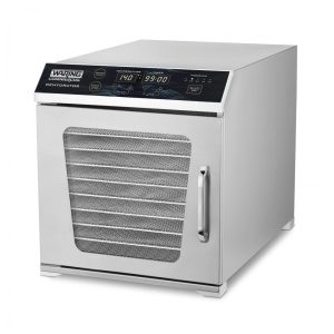 Desidratadora de Alimentos Profissional com 10 Bandejas Display LED Digital e Plugue de 5 a 15 Fases 110V 800W Waring WDH10 Prata