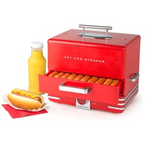 Máquina de Hot Dog Retrô até 20un Por Vez em Aço Inoxidável 110V Nostalgia Vermelha