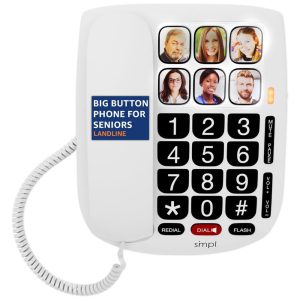 Telefone com Fio Memória de Foto Botões Grandes e Volume Alto para Sênior SMPL 56010 Branco