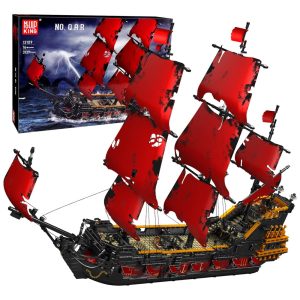 Kit de Construção Navio Pirata Vingança da Rainha Anna com 3139 Peças para Crianças e Adultos Mould King Vermelho