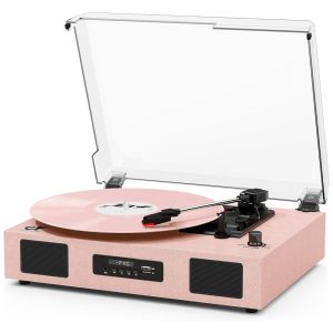 Toca-Discos Vintage Vinil Bluetooth Wireless com Alto-falantes Aprimorados Gravação USB DANFI AUDIO DF