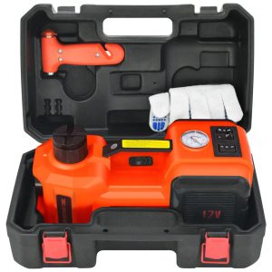 Macaco Elétrico E-HEELP 5Ton 12V com Alcance de Elevação Hidráulica de 155 a 45 cm com Inflador - Macaco Elétrico para Troca de Pneus de Carros SUV Se