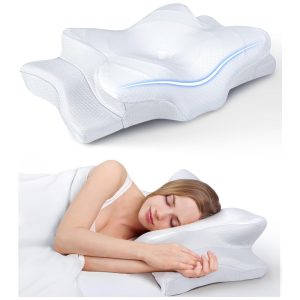 Travesseiro Ortopédico Cervical Ergonôimico Tamanho Queen com Espuma de Memória Cozyplayer Branco