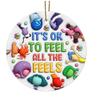 Enfeite de Natal Cerâmico 34HD Dupla Face Redondo 74 cm Decoração Clássica para Árvore com Cordão para Pendurar