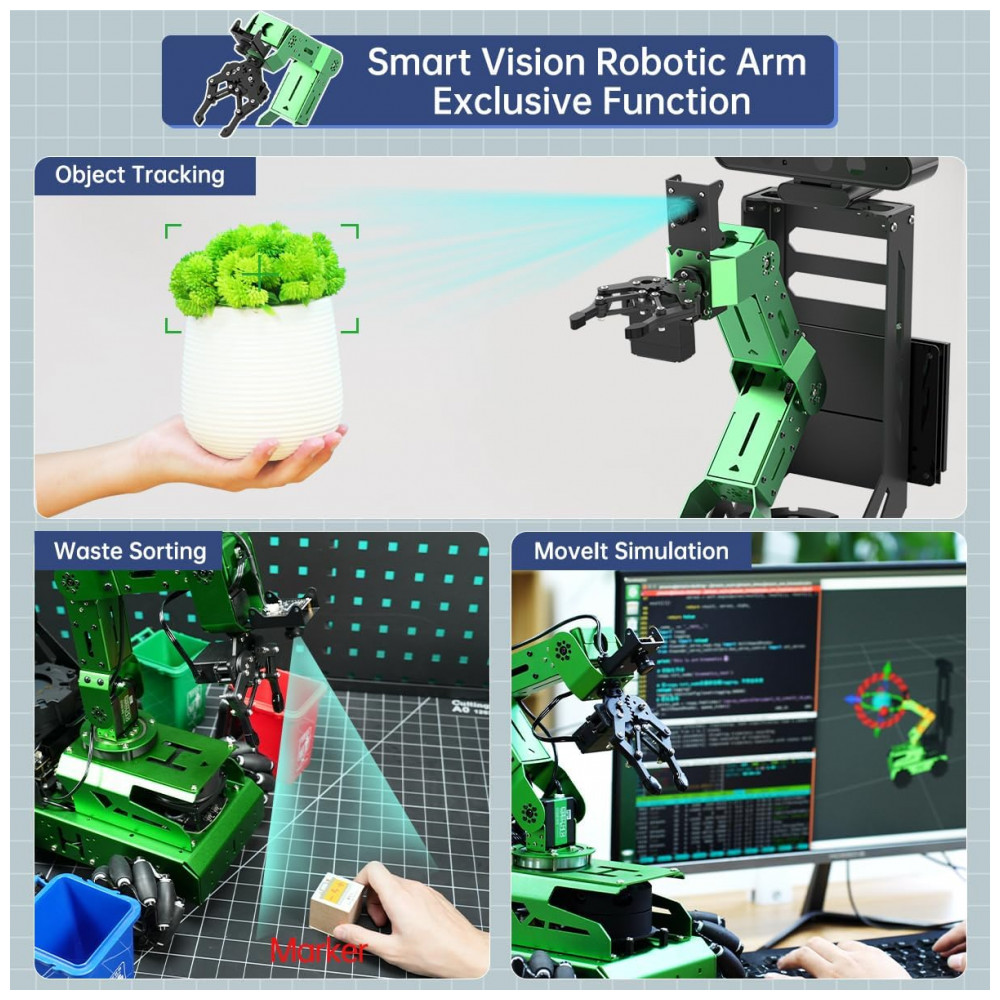 Hiwonder JetAuto Pro ROS2 – Robô Autônomo com Braço Robótico de 5DOF, Lidar, Câmera 3D e Tela Touch 7" – Kit Avançado com NVIDIA Jetson Nano - Imagem 8