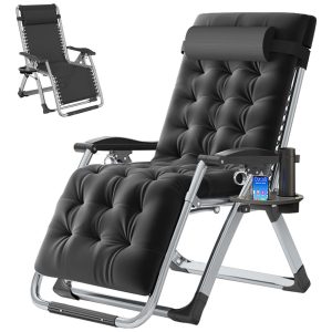 Cadeira Reclinável Ajustável Gravidade Zero com Apoio de Cabeça LILYPELLE Preto