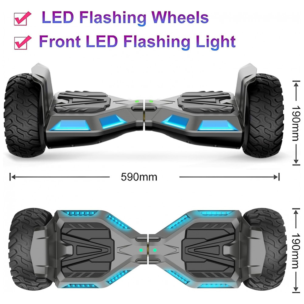 Hoverboard SISIGAD H12 Spray Oil Preto B02 para Crianças de 6 a 12 Anos com Bluetooth LED e Rodas Coloridas de 6,5 Polegadas - Imagem 2