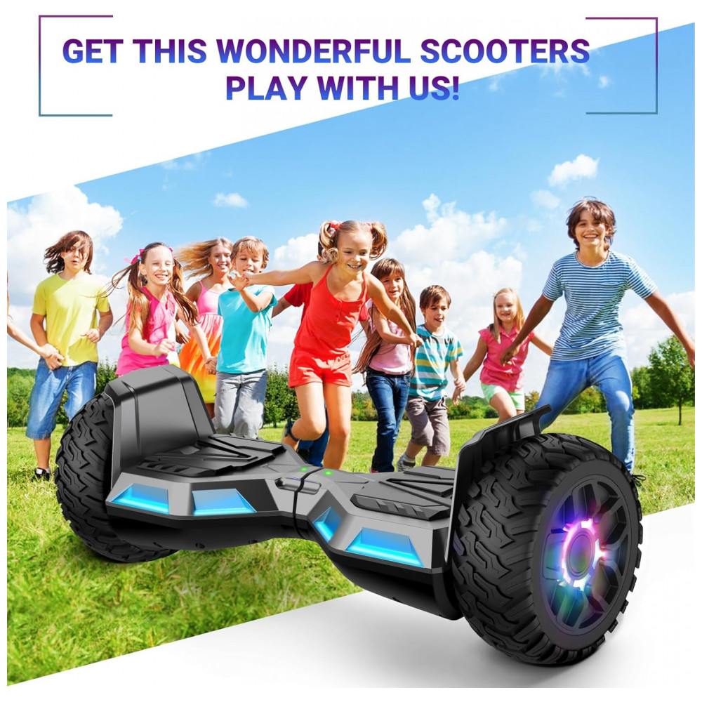 Hoverboard SISIGAD H12 Spray Oil Preto B02 para Crianças de 6 a 12 Anos com Bluetooth LED e Rodas Coloridas de 6,5 Polegadas - Imagem 6