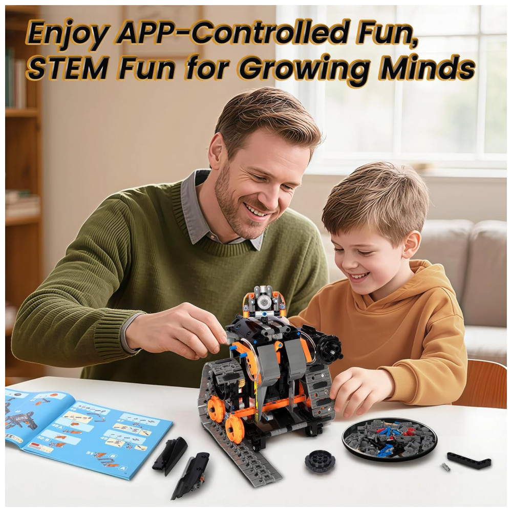 Kit Educativo de Engenharia Azul e Branco – Hodurgyi 5‑em‑1 STEM Building Set, Controle Remoto e APP, 554 Peças - Imagem 2