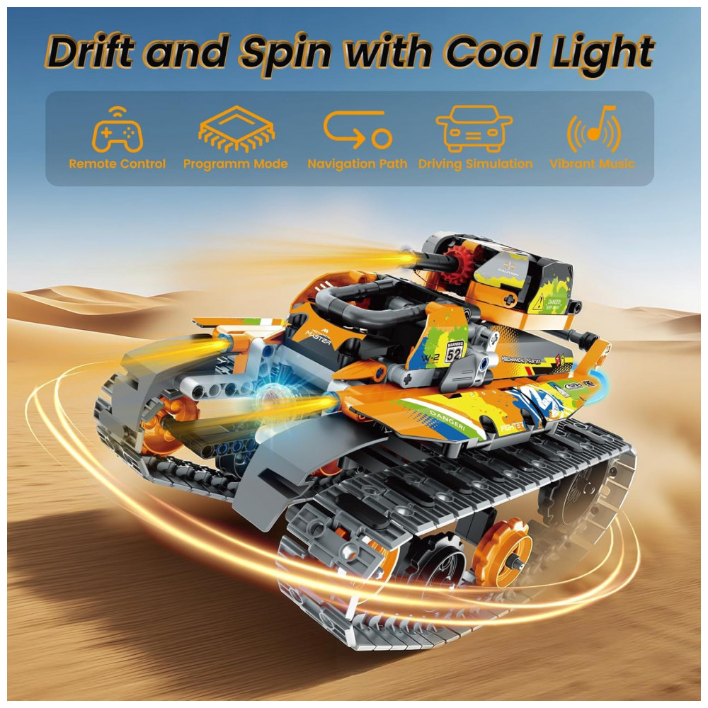 Kit Educativo de Engenharia Azul e Branco – Hodurgyi 5‑em‑1 STEM Building Set, Controle Remoto e APP, 554 Peças - Imagem 3