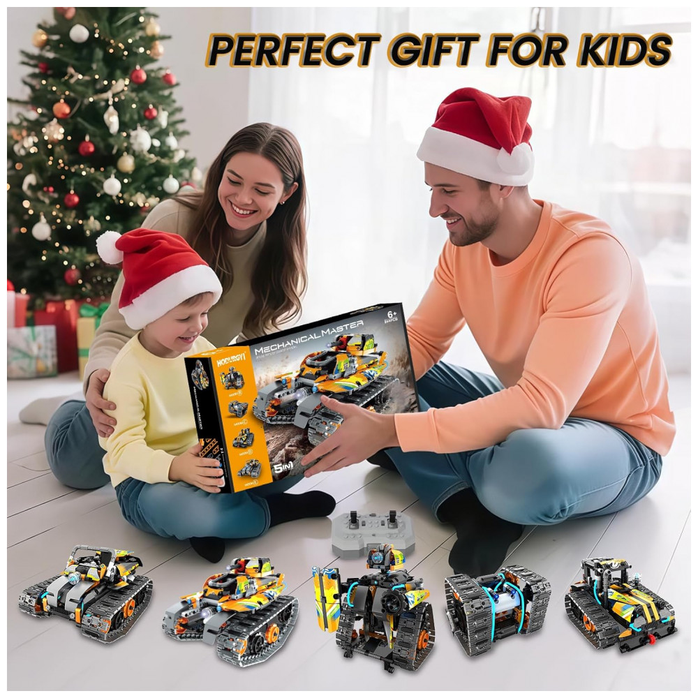 Kit Educativo de Engenharia Azul e Branco – Hodurgyi 5‑em‑1 STEM Building Set, Controle Remoto e APP, 554 Peças - Imagem 7